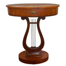 Antique Mahogany Lyre Accent Table