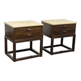 McGuire Furniture Two Drawer Nightstands, a Pair