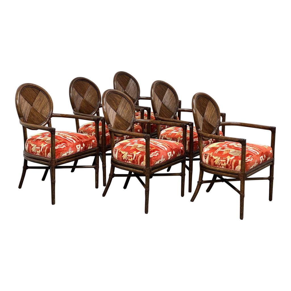 McGuire Furniture Wood Arm Chairs, Set of Six Design Plus Gallery