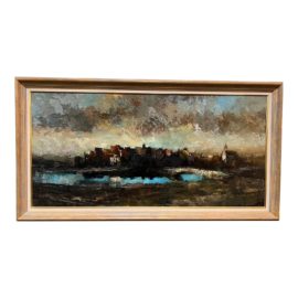 Russell Frost "Small Town" Original Oil Painting