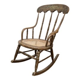 Antique Children's Hand Painted Wood Rocking Chair