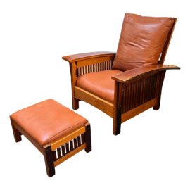 Whit McLeod Wine Barrel Morris Chair + Ottoman. Original Price: $8,500