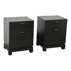 Contemporary Dark Espresso Nightstands, a Pair