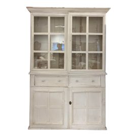 One Piece China Hutch Painted in Antique White
