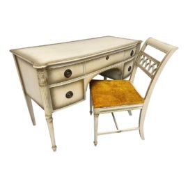 Vintage Shabby Chic Vanity Desk + Chair