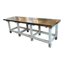 Antique 1880's French Fishmongers Zinc + Pine Table. Original Price: $8,011