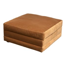 NEW Warren Velvet Square Ottoman in Cider. Original Price: $900