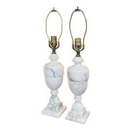 Vintage Marble Table Lamps, a Pair