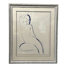 Amedeo Modigliani Nude Study in Blue, Framed