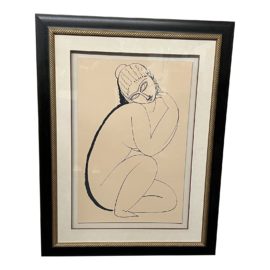 Amedeo Modigliani Nude Study in Black, Framed