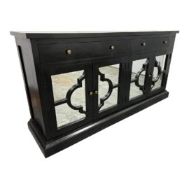 Custom Design Black Sideboard With Mirror + Brass Features. Original Price: $1,600