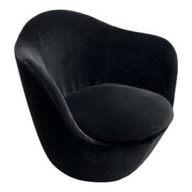 Design Within Reach Lina Swivel Chair in Kroll Black Velvet. Original Price: $2,990