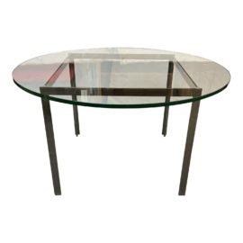 Custom Contemporary Glass + Chrome Table. Original Price: $800