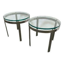 Pan Pacific Chrome + Glass Side Tables, a Pair