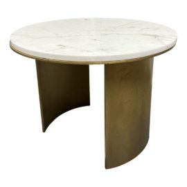 Custom Design Carrera Marble Side Table + Brushed Brass Base