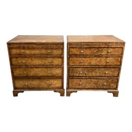 Kreiss Furniture Italian Burlwood Night Tables, a Pair. Original Price: $8,000