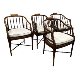 Woodmark Designs Faux Bamboo Barrel Back Set of Dining Chairs, Set of Four