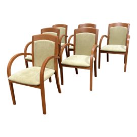 NEW Potocco Italy Cherrywood Retro Chairs in Alcantara Fabric, Set of Six. Original Price: $5,700