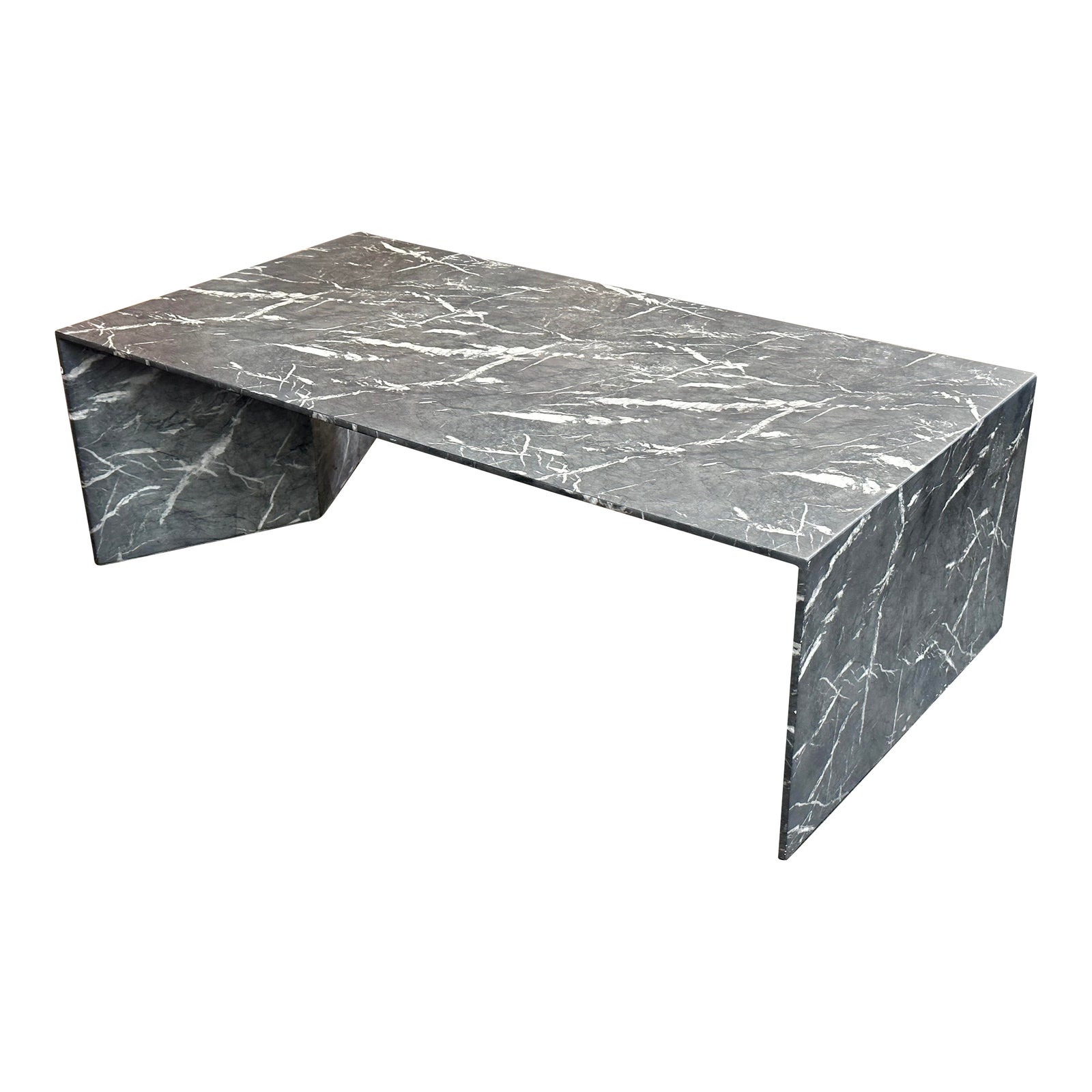 Contemporary Designs Custom Faux Marble + Floating Glass Coffee Table