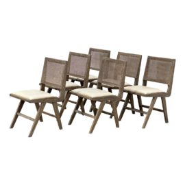 NEW Cavalletto Home Cane Leather Dining Chairs, Set of Six. Original Price: $7,250