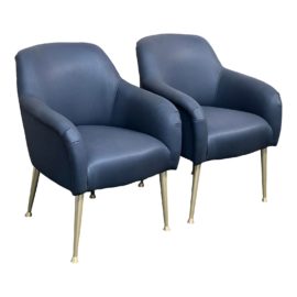 Lee Industries Model 7009-41 Navy Dining Chairs, a Pair. Original Price: $3,980