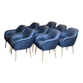 Lee Industries Model 7009-41 Navy Dining Chairs, Set of Eight. Original Price: $15,920