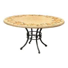 Ironies Round Inlaid Stone Table With Iron Base