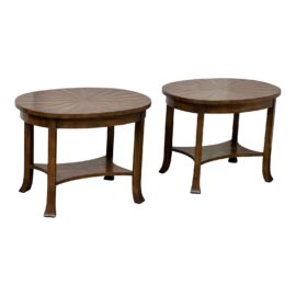 Paul Ferrante Louis XVI Style Walnut Oval Side Tables, a Pair. Original Price: $4,500