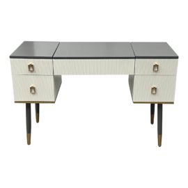 Homary White Vanity + Gray Table Top + Brass Pulls. Original Price: $970