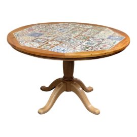 Pulaski Tile Top Oak Pedestal Dining Table