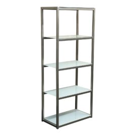 Contemporary Stainless Steel + Frosted Glass Bookshelf