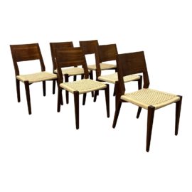 McGuire Furniture Seiko Walnut Side Chairs, Set of Six
