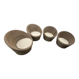 Crate & Barrel Calypso Wicker Outdoor Swivel Chairs, Set of Four. Original Price: $3,676