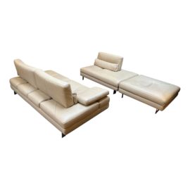 Roche Bobois Scenario Three Piece Cream Leather Sectional. Original Price: $14,000