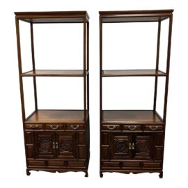 Vintage Chinoiserie Etagere Bookcases, a Pair