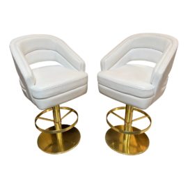 Essential Homes Custom Russel Bar Chairs, a Pair. Original Price: $6,740