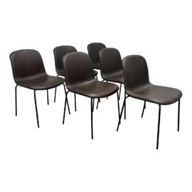 Design Within Reach Omar De Biaggio Leather 'Jobs' Chairs, Set of Six. Original Price: $4,170