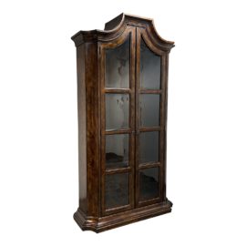 Vintage French Oak Finish Lighted Vitrine/Curio Cabinet