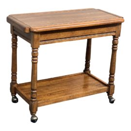 Vintage Oak Tea Cart + Casters