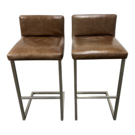 Room & Board Lira Leather Bar Stools, a Pair. Original Price: $2,898