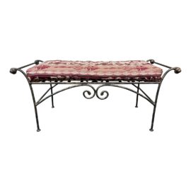 Vintage Style Metal Bench + Cushion