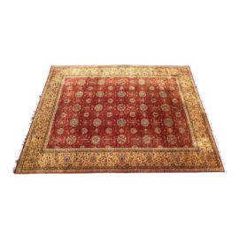 Vintage Hand Knotted Wool Area Rug, Rose Garden - 10′ × 14′3″. Original Price: $11,000