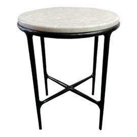 Restoration Hardware Thadeus Marble + Bronze Side Table. Original Price: $1,046