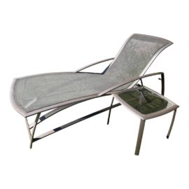 Brown Jordan Wave Outdoor Chaise Lounge + Wave Side Table, a Pair. Original Price: $3,999