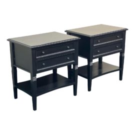 Noir Oxford Classic Side Tables, a Pair. Original Price: $2,334
