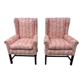 Barclay Butera Custom Wing Armchairs, Pair