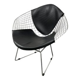 Harry Bertoia Style Diamond Arm Chair + Vinyl Cushions