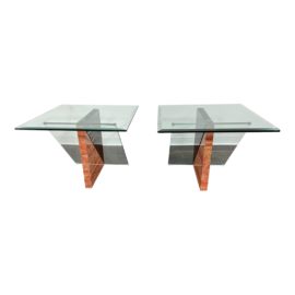 NEW Reflex Italy Polished Agate and Marble Side Tables, a Pair. Original Price: $3,100