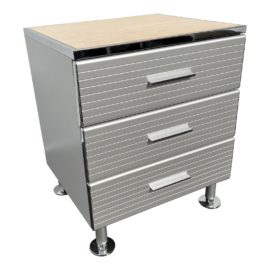 NEW Solmet Furniture of Italy Aluminum Three Drawer Nightstand. Original Price: $1,000