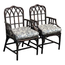McGuire Style Cathedral Arm Chairs, a Pair